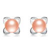 classic Lotus flower shape 925 sterling silver original pearl stud earrings fine jewelry for wedding gifts