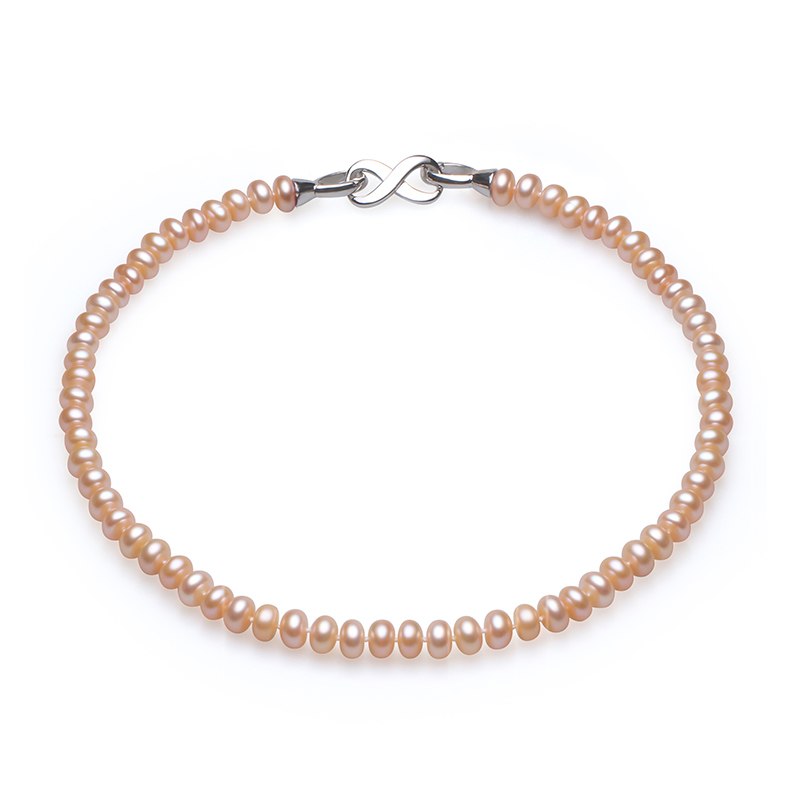 classic and noble natural bread round pearl necklace with 925 silver accessories fine jewelry for party/wedding