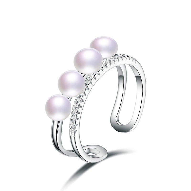 elegant prevalent 925 sterling silver natural fresh water AAAA pearl high quality resizable rings fine jewelry