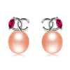 geometric shape 925sterling silver black pearl stud earrings with red AAA zircon packed by exquisite box fine jewelry