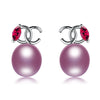 geometric shape 925sterling silver black pearl stud earrings with red AAA zircon packed by exquisite box fine jewelry
