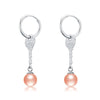 new arrival unique style key shape 925 silver higt quality perfect round pearl long circle earrings for christmas gifts