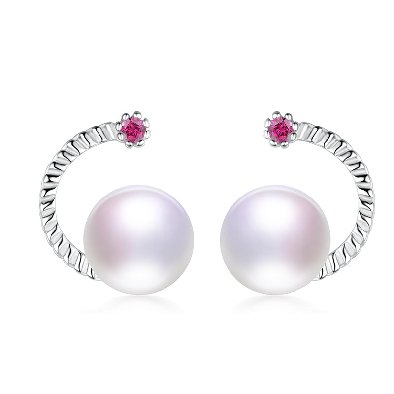 recommend unique 925 sterling silver fresh water pearl stud earrings with ruby fine jewelry for office women