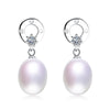 round classic 925 sterling silver white/pink/purple/black pearl earrings with AAA Zircon fine jewelry