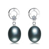round classic 925 sterling silver white/pink/purple/black pearl earrings with AAA Zircon fine jewelry