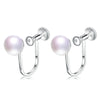 screw buckle ear clip elastic adjustable U shape 925 sterling silver 100% real pearl earrings fine jewelry