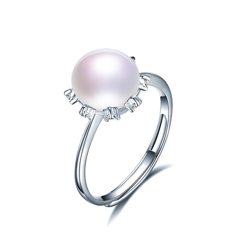 sun flower shape simple and generous design 925 sterling silver pearl adjustable rings for women gifts