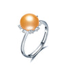sun flower shape simple and generous design 925 sterling silver pearl adjustable rings for women gifts
