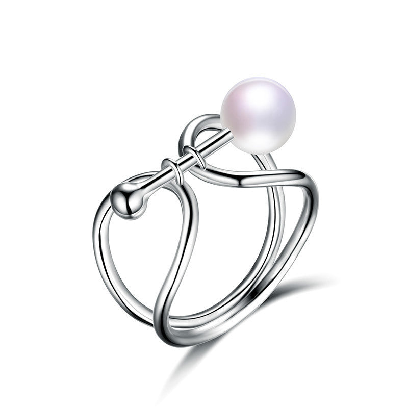 unique shape like lock and bow tie 925 sterling silver natural real top quality pearl rings fine jewelry for gifts