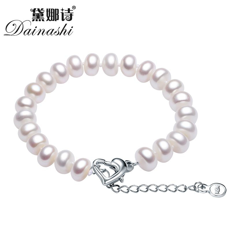 white pearl Charm bracelet for women 9-10mm natural pearl fine jewelry wedding bridesmaid good jewelry gift