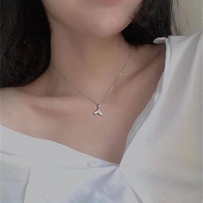 Dainty Zircon Fish Tail Shaped Choker Necklace Collar For Women Gold Color Clavicle Chain Wedding Daily Lady Neck Jewelry Gifts