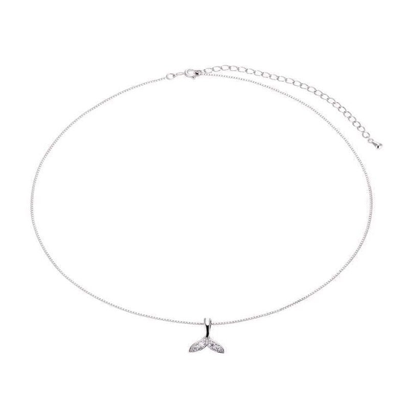 Dainty Zircon Fish Tail Shaped Choker Necklace Collar For Women Gold Color Clavicle Chain Wedding Daily Lady Neck Jewelry Gifts