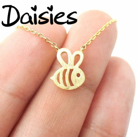 Dainty Simple Design Everyd Super Cute Girl Bee Pendant Women Honey Bee Necklace Darling Sweet Jewelry