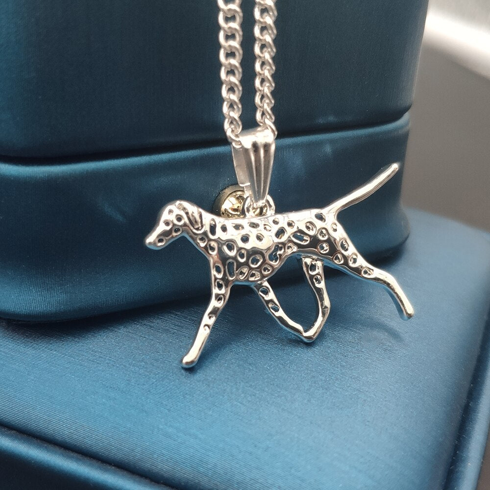 Dalmatian Spotty Dog Necklace Handmade Girl Necklace Embossed Women Pendant Jewelry Golden Color Plated Gift Box Available