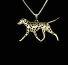 Dalmatian spotty dog dog necklace  Handmade necklace Embossed pendant jewelry golden colors plated in stock fast