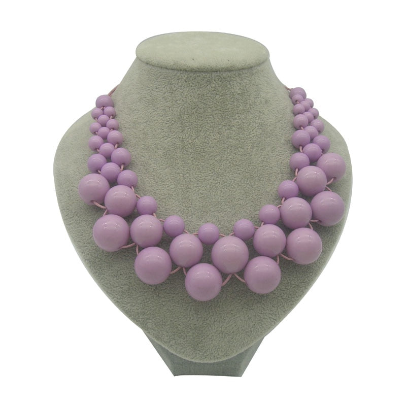 Colorful Acrylic Bead Necklace, Fashion Jewelry Bib Necklace For Women Jewelry