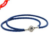 Dark Blue Leather Bracelets and Necklaces for Women Jewelry Making Fits European Bead Charm 925 Sterling Silver Starry Sky Clasp