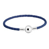 Dark Blue Leather Charm Bracelets 100% 925 Silver Ball Clasp Charm Beads DIY Bracelet Fine Jewelry for Women Men Gift PLE510