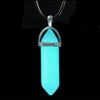 Dark Luminous Stone Fluorescent Hexagonal Column Necklace Natural Crystal Glowing in Dark Bullet Stone Pendant Leather Necklace