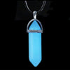 Dark Luminous Stone Fluorescent Hexagonal Column Necklace Natural Crystal Glowing in Dark Bullet Stone Pendant Leather Necklace
