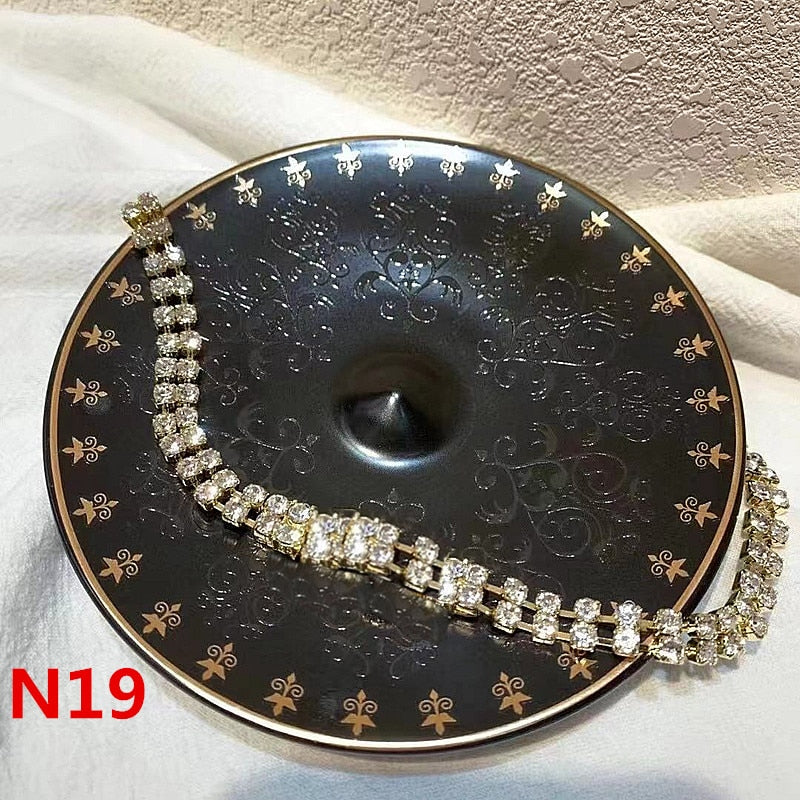 David zhang SHINING rhinestone c necklace for women  metals vintage luxious jewlry for girl n19 WITH PEARL