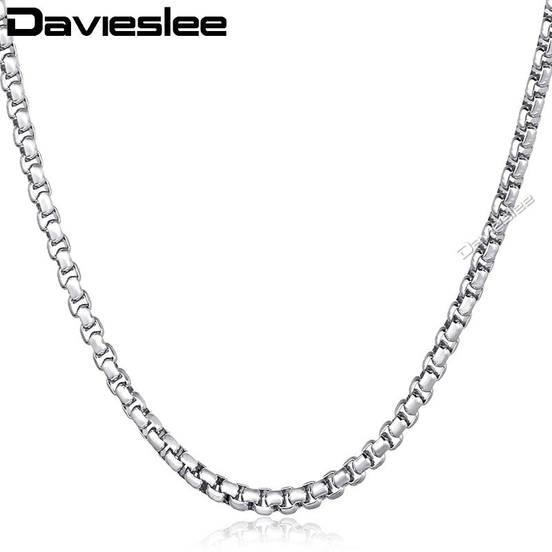 Silver Rose Gold Color Box Link Necklace For Women Men Stainless Steel Chain Necklace Men's Wholesale Jewlery DLKN385