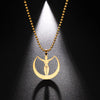 Dawapara Mythology Moon Goddess Amulet Necklace Stainless Steel Fertility Talisman Pegan Goddess Mother Earth Jewelry