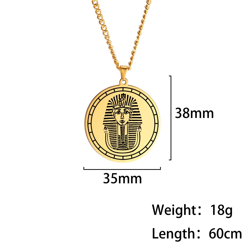 Dawapara Pharaohs of Egypt Mask of Tutankhamun Amulet Pendant Necklace Vintage Stainless Steel Talisman Jewelry