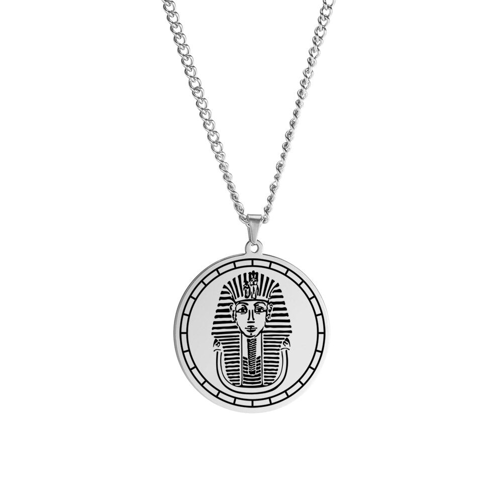 Dawapara Pharaohs of Egypt Mask of Tutankhamun Amulet Pendant Necklace Vintage Stainless Steel Talisman Jewelry