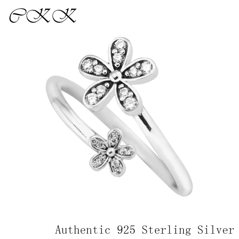 Dazzling Ring With 925 Sterling Silver Clear CZ for Women DIY Fine Jewelry SR115