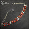 Dazzling garnet bracelet for woman 24 pcs 4 mm garnet silver bracelet solid 925 silver garnet jewelry birthd for woman