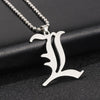 Death Note Punk Style Stainless Steel Pendant Unisex Double L Necklace Ancient English Letter Keychain 50 Cm Round Bead Chain Co
