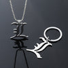 Death Note Punk Style Stainless Steel Pendant Unisex Double L Necklace Ancient English Letter Keychain 50 Cm Round Bead Chain Co