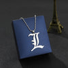 Death Note Punk Style Stainless Steel Pendant Unisex Double L Necklace Ancient English Letter Keychain 50 Cm Round Bead Chain Co
