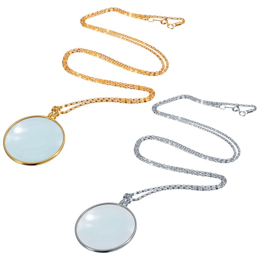 Decorative Monocle Necklace With 5x Magnifier Magnifying Glass Pendant Gold Plated Chain Necklace For Women Jewelry