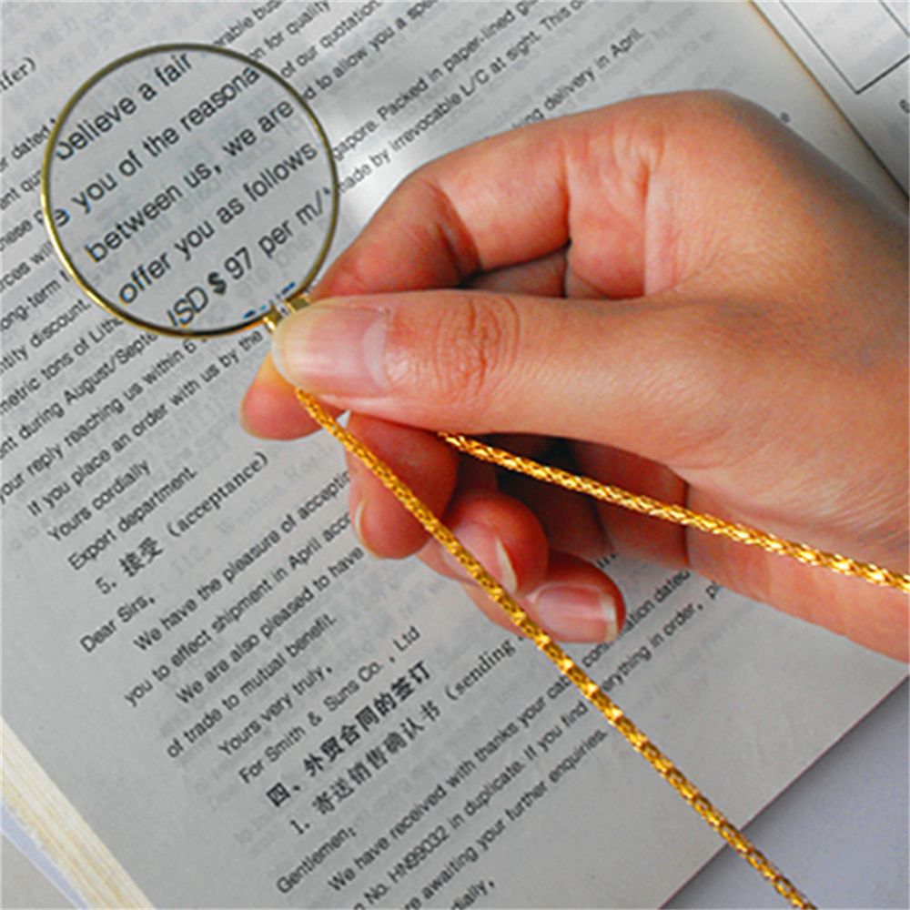 Decorative Monocle Necklace With 5x Magnifier Magnifying Glass Pendant Gold Plated Chain Necklace For Women Jewelry