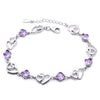 Delicate 925 Stamp Silver Color Crystal Bracelets Heart Chain Women Girls Bracelet Female Wedding Valentines Jewelry Christmas