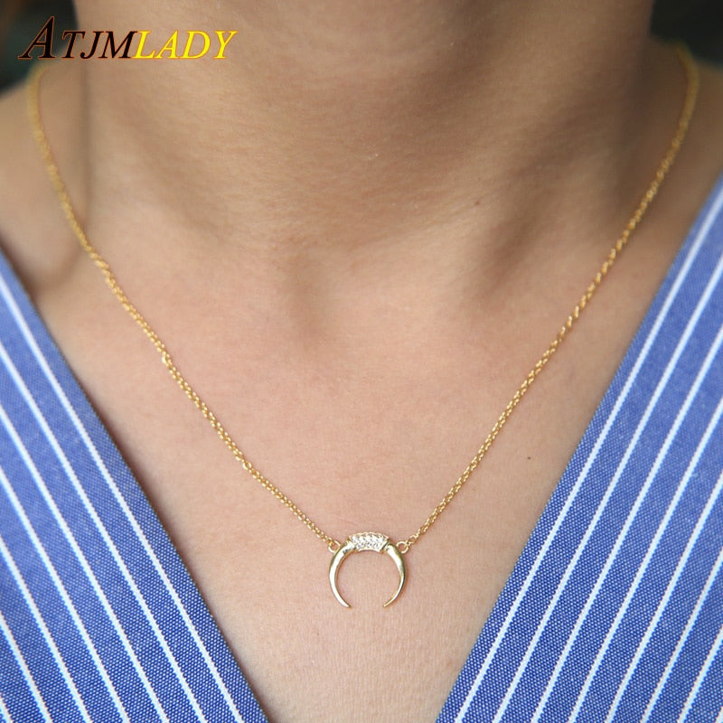 Delicate Classic Simple 2020 Autumn Winter design 100% 925 sterling silver Moon charm elegant women christmas necklace 925