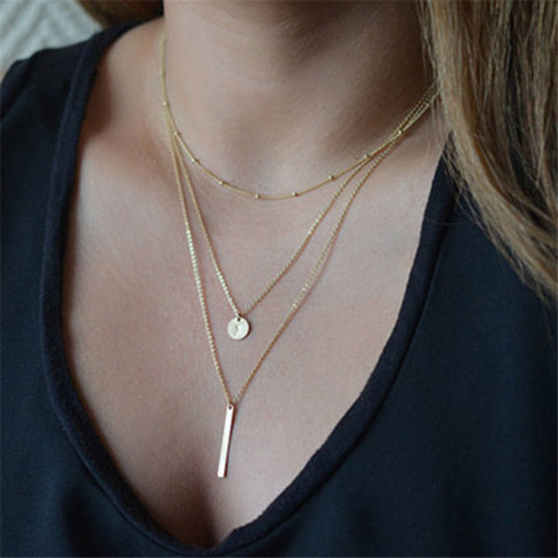 Delicate Layered Spike Necklace Pendant Personalized Gold silver Filled Long Necklces Colares Longo Feminino Bijoux XL257