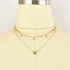 Delicate Women Stars Sun Beaded Crystal Triple Layered Gold Chain Choker Necklace