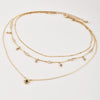 Delicate Women Stars Sun Beaded Crystal Triple Layered Gold Chain Choker Necklace