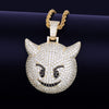 Demon Evil Expression Necklace & Pendant Gold Color Plated Bling Zircon Hip Hop Rock Street Jewelry