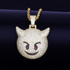 Demon Evil Expression Necklace & Pendant Gold Color Plated Bling Zircon Hip Hop Rock Street Jewelry