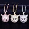 Demon Evil Expression Necklace & Pendant Gold Color Plated Bling Zircon Hip Hop Rock Street Jewelry