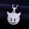 Demon Evil Expression Necklace & Pendant Gold Color Plated Bling Zircon Hip Hop Rock Street Jewelry