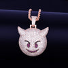 Demon Evil Expression Necklace & Pendant Gold Color Plated Bling Zircon Hip Hop Rock Street Jewelry