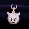 Demon Evil Expression Necklace & Pendant Gold Color Plated Bling Zircon Hip Hop Rock Street Jewelry