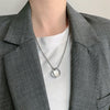 Design Double-Layer Necklace for Women 2021  Titanium Steel Ins Hip Hop Clavicle Chain Light  Accessories