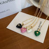 Design Sense Macarone Color Heart Pendant Gold Necklace For Woman’s Korean Sweet Jewelry Girl's Romantic Clavicle Chain