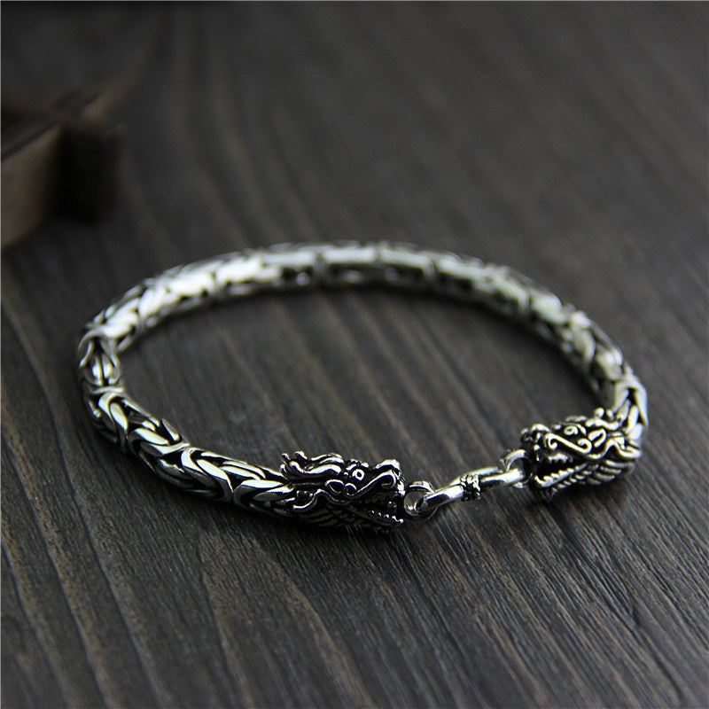 Design Silverware Wholesale S925 Sterling Silver Faucet Bracelet Men And Women Retro Thai Silver Jewelry